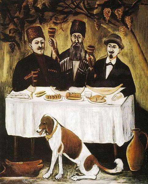 Niko Pirosmanashvili Feast in the Grape Pergola or Feast of Three Noblemen oil painting image